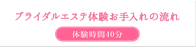 ブライダルエステ体験お手入れの流れ