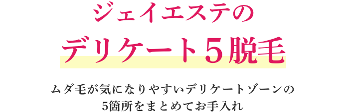 ジェイエステのデリケート5脱毛 ムダ毛が気になりやすいデリケートゾーンの5箇所をまとめてお手入れ